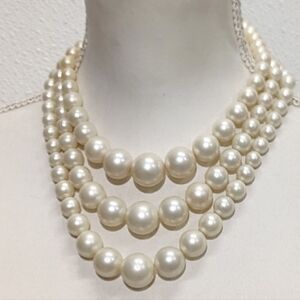 Vintage Faux Pearl 3 Strand 15' Necklace Women’s Jewelry